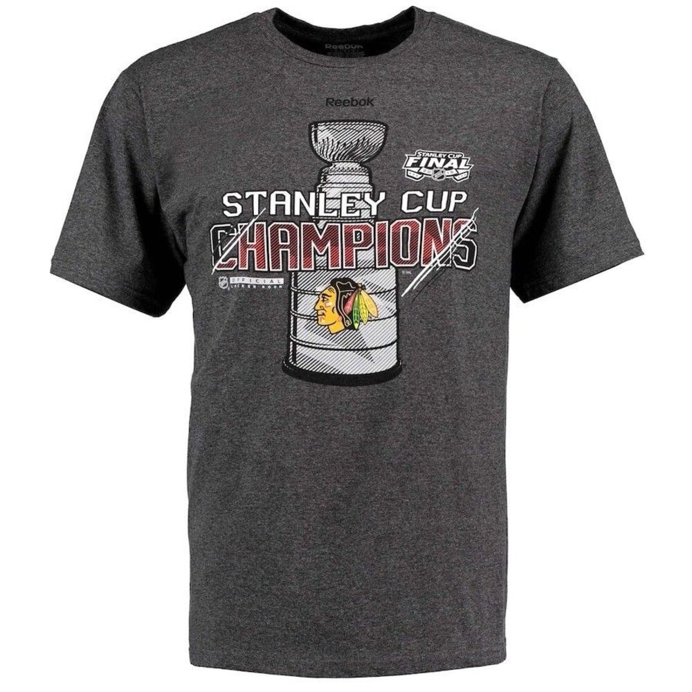 Chicago Blackhawks 2015 Stanley Cup Champs Locker Room T Shirt Mens XL Gray NWOT